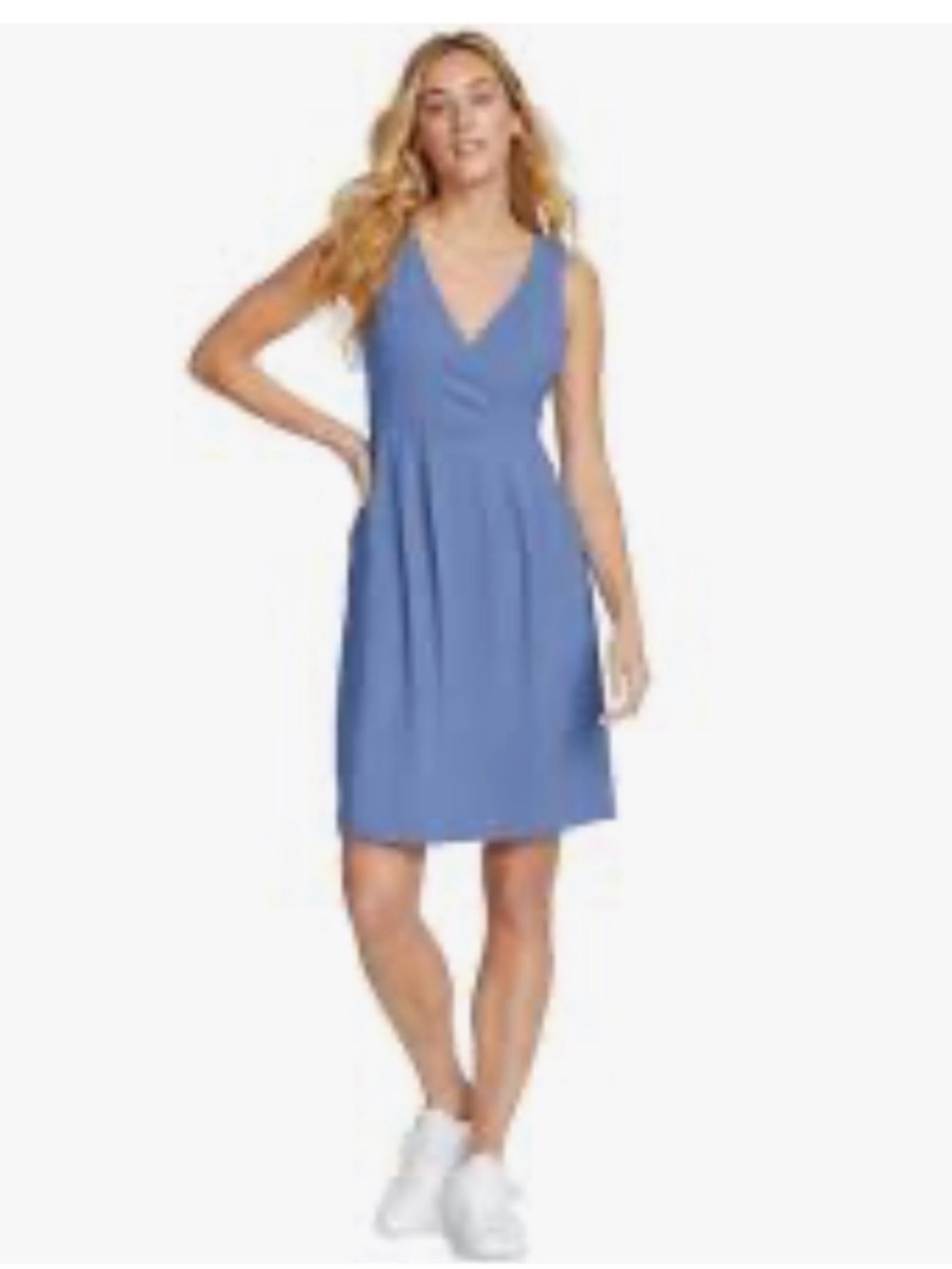 Eddie Bauer Aster Crossover Dress Light Blue Sleeveless V-Neck summer vacation